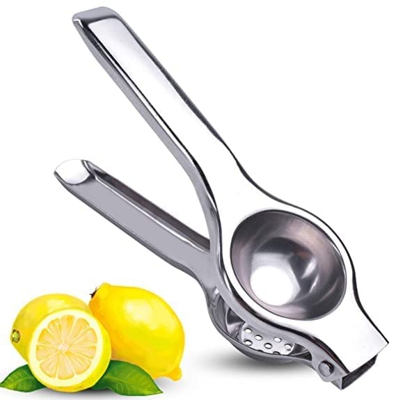 Lemon Squeezer - Stainless Steel Citrus Juicer with Sturdy Handles Manual Juice Squeezer - Hand Lime Fruit Press Juicer - Safe Quick and Easy-to-Clean Design