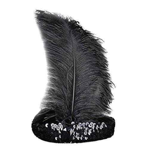 Lucoo Headpiece Feather Flapper Headband Great Gatsby Headdress Vintage Hair Accessories (Black) - Thumbnail 4