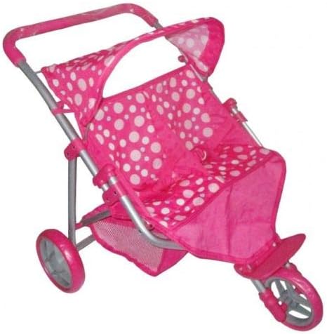 AB Gee Deluxe Doll Twin Pram Buggy Pink