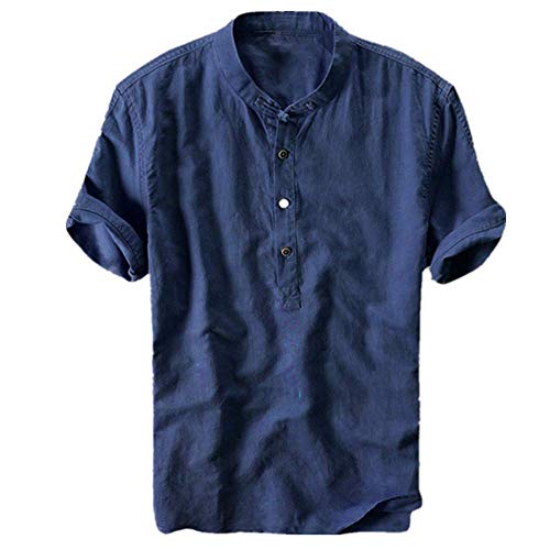 Polo Shirt for Men, F_Gotal Men's T-Shirt Fashion Summer Short Sleeve Breathable Cotton and Linen Casual Blouse Tops