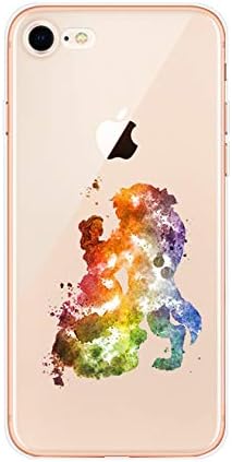 Watercolour Art Princess Disney Transparent Flexible Cover Case Fits iPhone 5 5S SE 5C 6 6S 7 8 X (iPhone 6, Beauty and the beast)
