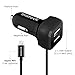 Inateck AL2011B-US 33W 2-Port USB Car Charger with Built in Lightning Cable for iPhone, iPad, Samsung Galaxy S6 + 4 feet Micro USB Charging Cable - Black