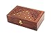 STORE INDYA Diwali Gifts Wooden Keepsake Storage Box Jewelry Trinket Holder Organizer Floral Hand Carvings with Brass Inlay