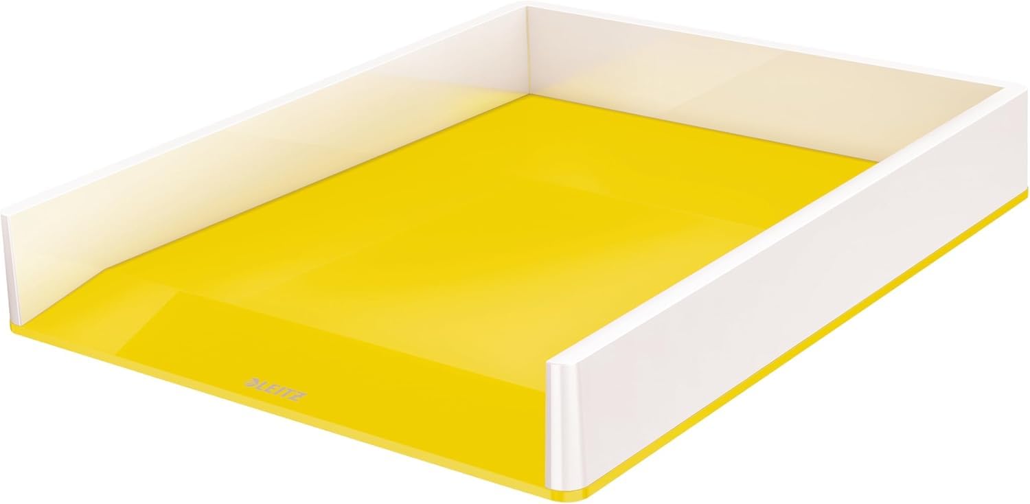 Leitz A4 Letter Tray, White/Yellow, WOW Range, 53611016