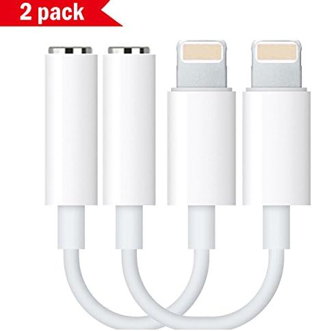 2 Pack iPhone 7/7Plus 3.5 mm Adapter Headphone Jack ,Worice Lightning to 3.5 mm Headphone Jack Adapter for iPhone 7/7 Plus Accessories White [Not compatible with iOS 11] (White)