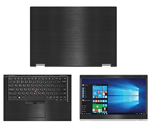 Decalrus - Protective decal for Lenovo ThinkPad Yoga 370 (13.3" Screen) Laptop BLACK Texture Brushed Aluminum skin skins decal wrap BAlenovotnkpadYoga370Back