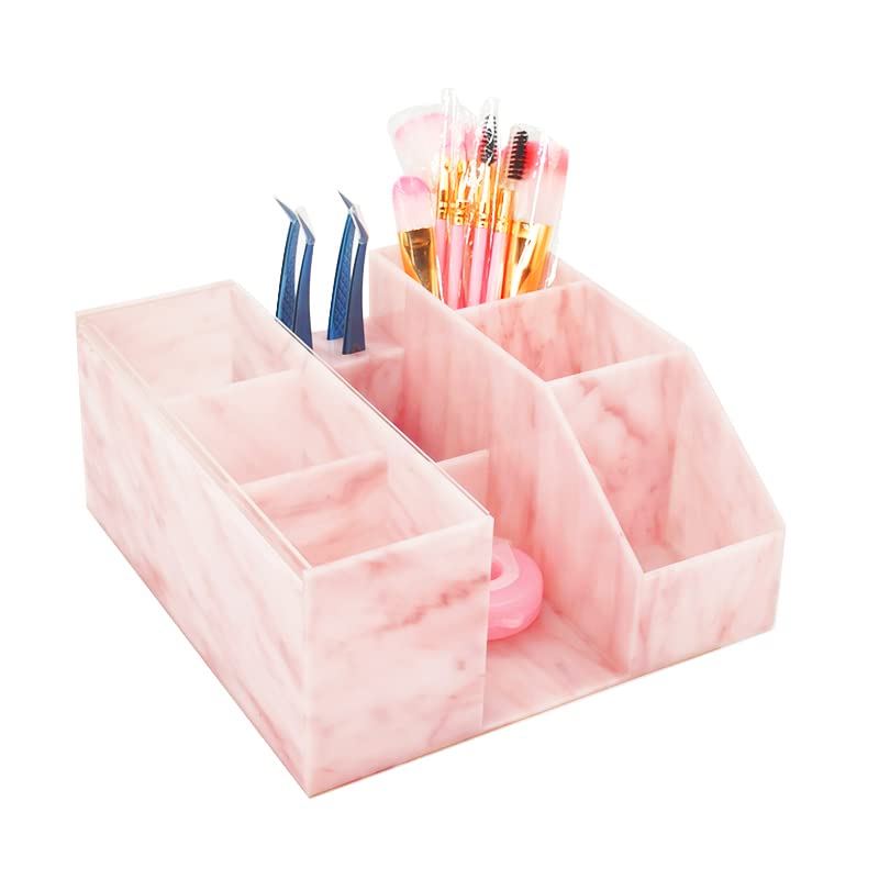 Photo 1 of Beauty Organizer, Acrylic Eyelash Grafting Tool Storage With Tweezers Holder Display Boxes for Home Salon (Marble Pink)