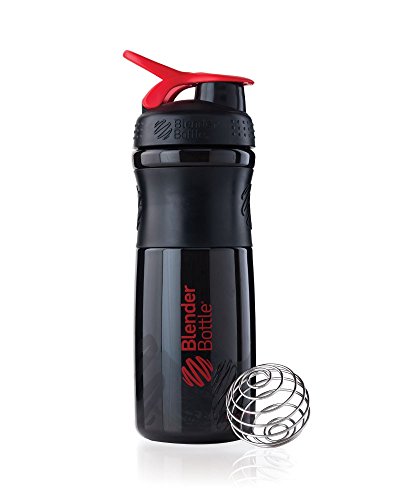 BlenderBottle SportMixer Tritan Grip Shaker Bottle, Black/Red, 28-Ounce