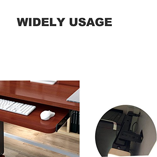 FRMSAET Cabinet Furniture Hardware Accessories 14'' Slides Metal Ball Bearing 3/4 Extension Rails Computer Underdesk Keyboard Drawer Tray with Adjustable Height Bracket and Screws. (Black)