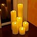 Lily's Home Flameless Flickering LED Wax Pillar Candles, Battery Powered, Scent and Smoke Free, Safe for Use Around Kids and Pets, Ivory (2