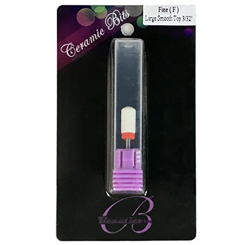 Beauticom Professional USA Ceramic White Smooth Top LARGE Barrel Antibacterial No Clogging Bit Nail Drill (Grit: FINE) 3/32" Shank Size