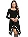 Meaneor Shirt Dress for Women, Womens Long Sleeve Casual Irregular Hem Loose Tunic Shirt Dress-Valentine's Days Gift for Her (Black,L)