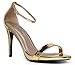 Ankle Strap High Heel - Sleek & Elegant Strappy Sandal - Formal, Dress, Wedding Shoes - High Heel – Classic Comfortable Design,Gold Shiny,8 B(M) US