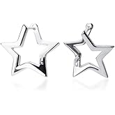 Minimalist Star Small Hoop Earrings 925 Sterling Silver for Women Cute Huggie Hoops Wedding Earring Fashion Jewelry Gifts for Best Friend Daughter Hypoallergenic