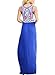 Annflat Women's Summer Bohemian Retro Geometry Sleeveless Maxi Casual Dress Large Blue