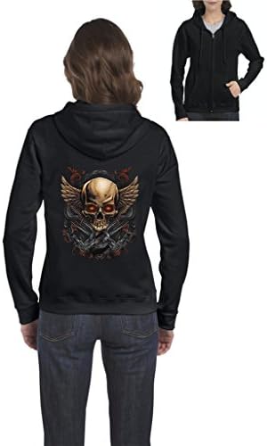 Wings and Skull Biker Womens Sweaters Zip Up