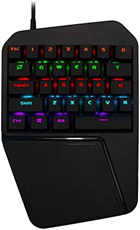 (Blue Switch) One-Hand Mechanical Gaming Keyboard with Wide Hand Rest, Emitting Character, RGB Backlight Half Keyboard Small Gaming Keyboard for LOL/PUBG/Fortnite/Wow/Dota/OW