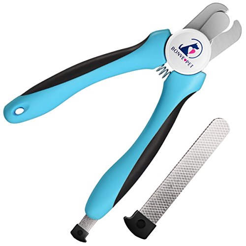 Bonve Pet Dog Nail Clippers and Trimmers - with Safety Guard & Grind Nail File & Sharp Stainless Blade, Best Claw Grooming Tool for Professional Cat Dog Pet Nail Grooming