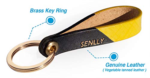 SENLLY Hand-Painted Lanyard Genuine Leather Handmade Man Woman Key Chain Holder With Brass Ring Durable Wristlet Strap for KeyChain, Car keys, Cell Mobile Phone, Charms, Lightweight Items
