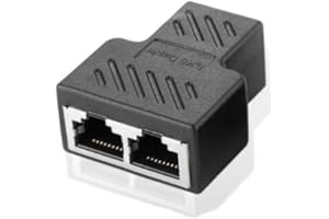 RJ45 Splitter Adapter 1 to 2 Port, Gigabit Ethernet Splitter Cable for Cat5/6/7/8 with Shielded Design, Black Network Extende