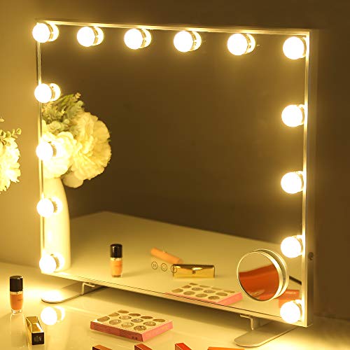 FENCHILIN Large Vanity Mirror with Lights, Hollywood Lighted Makeup Mirror with 14 Dimmable LED
