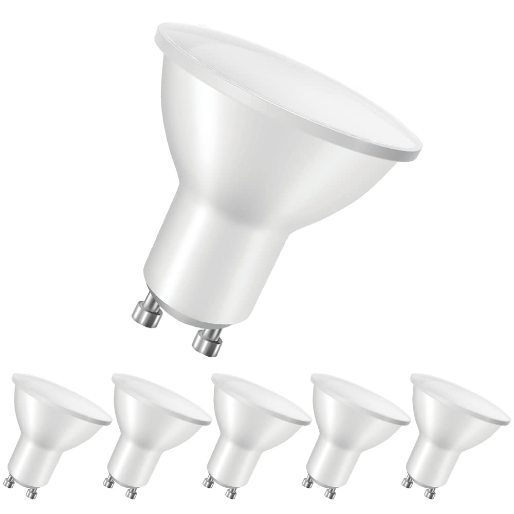 BIGHOUSElicht GU10 LED Light Bulbs, 5W Equivalent 40 Watt Halogen Lamp, 3000K Warm White 400lm Energy Saving Spotlight Bulb, Pack of 6