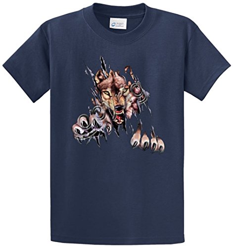 WOLF - RIP OUT PRINTED TEE SHIRT - NAVY XLT