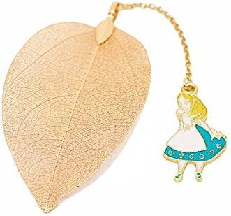 Leaf Vein Bookmarks with Alice Rabbit Watch Pendant,High Grade Veins Bookmark for Girls Boys Adults Bookworms