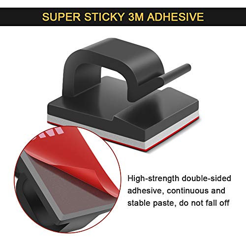 JIRVY Self Adhesive Cable Clips Black Management Wire Clip Cord Holder 100 Pack (Model R Black)