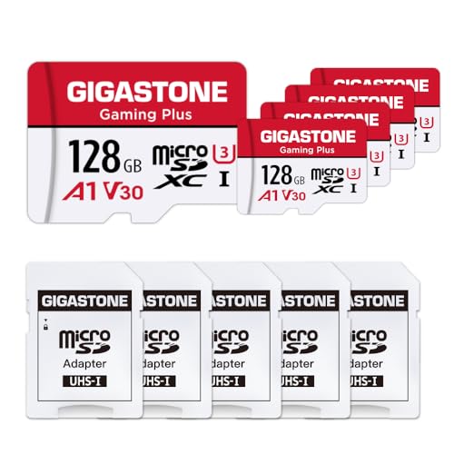 【for Switch 1 Only】 GIGASTONE Micro SD Card 128GB 5-Pack, Gaming Plus, MicroSDXC Memory Card for Nintendo-Switch 1, UHS…