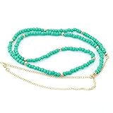 BODYA Fashion Harness Women Bikini Gold Link Beach Crossover Green Beads Waist Belly Body Chain Necklace