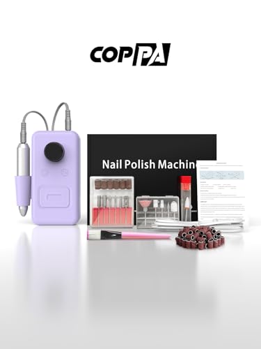 COPPA Professional Nail Lathe, NDK106 Electric Nail File with 12 Bits 31 Bands, 45000 RPM Adjustable Speed Nail Drill Kit for Polishing and Removal of Acrylic Nails, Salon & Home