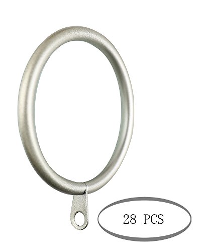 Meriville 28 pcs 1.5-Inch Inner Diameter Metal Curtain Rings with Eyelets, Fits Up To 1 1/4-Inch Rod (Set of 28, Pewter)