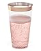 Rose Gold Plastic Cups | 16 oz. 50 Pack | Hard Clear Plastic Cups | Disposable Party Cups | Fancy Wedding Tumblers | Nice Rose Gold Rim Plastic Cups | Elegant Decoration Cups | Plastic Tumblers Bulk