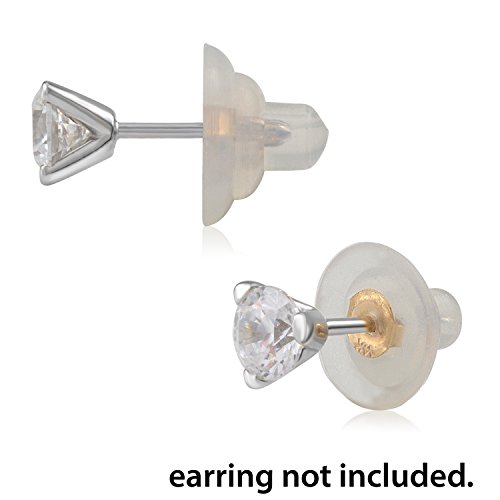 Universal EZback Earring Backs Soft Clear Silicone and 14k Yellow Gold Medium 1 Pair