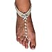 Ivory Beach Wedding Barefoot Sandals - Beaded Pearl Anklet with Rhinestone Starfish - Destination Wedding Ankle Bracelets - Set of 2