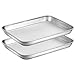 Baking Sheets Set of 2, HKJ Chef Cookie Sheets 2 Pieces Stainless Steel Baking Pans & Toaster Oven Tray Pans, Rectangle Size 9L x 7W x 1H inch & Non Toxic & Healthy & Easy Clean