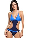 Ekouaer Womens One Piece Swimsuit Push Up Sexy Halter Backless Monokini Swimwear