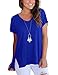 Womens Tshirts Vneck Plain T Shirts Short Sleeve Loose Tops Basic Tees Royal Blue 2XL