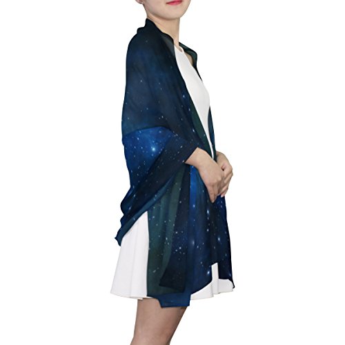 MRMIAN Universe Galaxy Space Starry Night Sky Long Silk Chiffon Scarf Wrap Stole