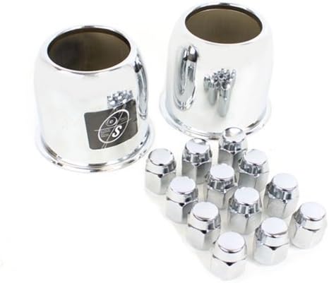 (2) 3.19" Open Ended Center Caps & (12) Chrome Trailer Wheel Lug Nuts