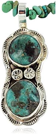 530小売タグハンドメイドauthentic Made Byロバート Little Navajoシルバー天然ターコイズネイティブアメリカンネックレス