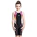 Peacoco Girls' Solid Splice Athletic One-Piece Swimsuits Racerback Competitive Legsuit