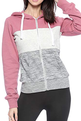 Urban Look Womens Active Long Sleeve Fleece Zip Up Hoodie (Medium, C1 Begonia Pink)