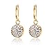 Vnox Jewelry Stainless Steel Gold Plated White Rhinestone Round Drop Dangle Earring for Women