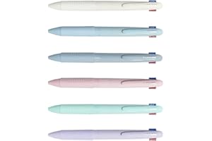 CIOUYAOS 6PCS Multicolor Ballpoint Pen, 4-in-1 Retractable Ink Pens with Pen Clip, Smooth 0.5mm Fine Point Pen for Office Sch