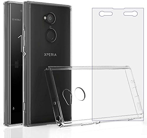 Sony Xperia Xa2 Ultra Case, [ HD Screen Protector Glass] [Shockproof Cover] [XCITING] Replacement Accessories Transparent Hard Back Plate + Soft TPU Gel Bumper for Sony Xperia Xa2 Ultra(Clear/Clear)