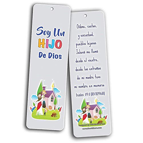 Spanish Bible Verses Bookmarks for Kids (60-Pack) - Scripture Bible Verses - Psalm 23 - Great Stocking Stuffers for Easter Baptism Thanksgiving Christmas Sunday School - Prayer Cards - War Room Decor