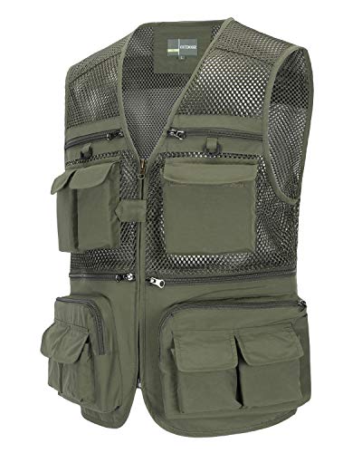 Ktwolen Homme Multi-poches Gilet De Pêche Veste Sans Manches Maille Respirant Veste De Sport Gilet Journaliste De Chasse Randonnée Gilet