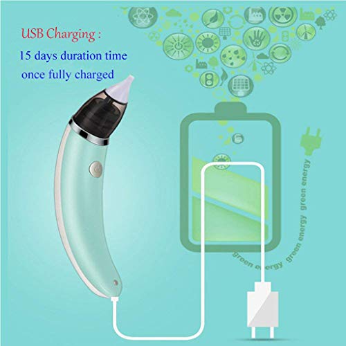 Baby Nasal Aspirator Pulison Electric Nose Cleaner with USB Cable Silicone Suction Nozzle Safe Hygienic for Newborns and Toddlers, USB Charging, Green